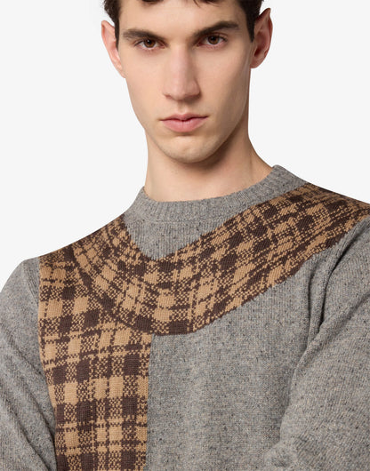Pullover in misto lana e seta intarsiato