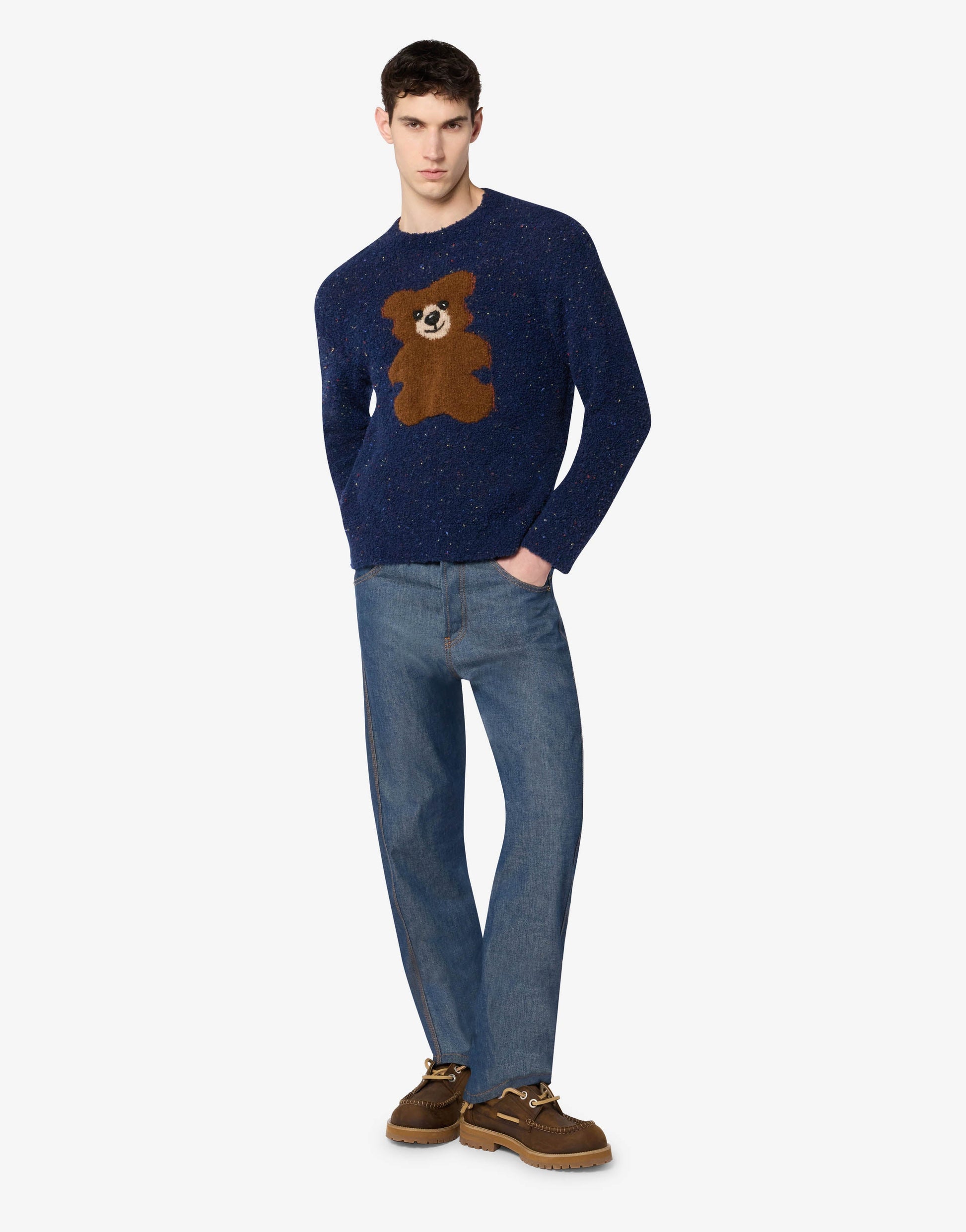 Pullover in misto lana bouclé Moschino Teddy Bear