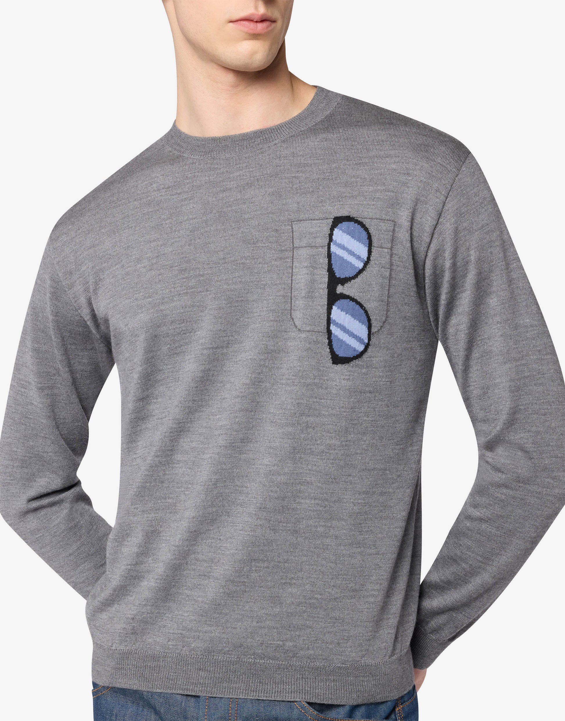 Pullover in lana merino extrafine intarsiato