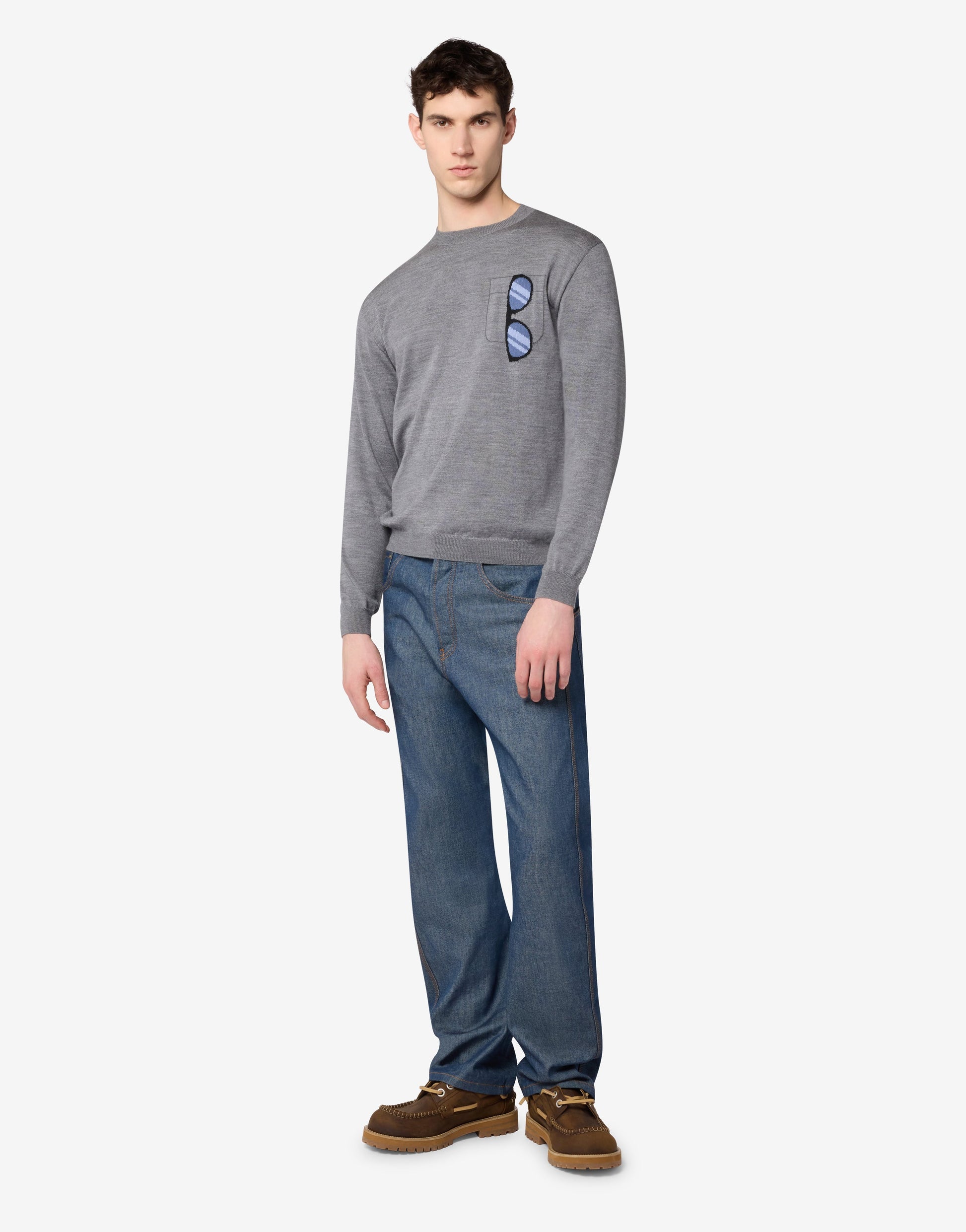 Pullover in lana merino extrafine intarsiato