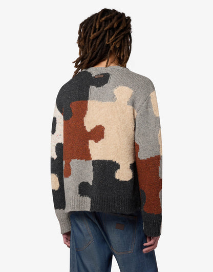 Pullover in misto lana e seta intarsiato