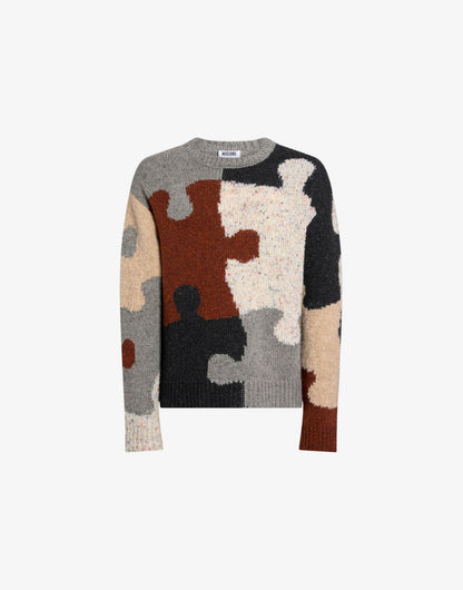 Pullover in misto lana e seta intarsiato