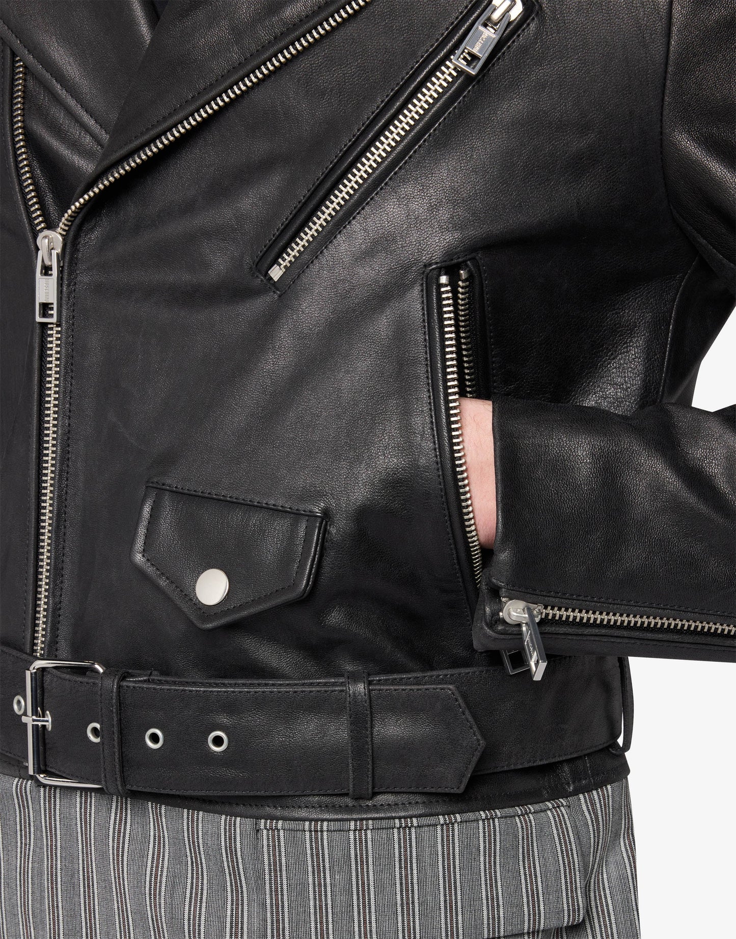 Giacca biker in nappa destrutturata