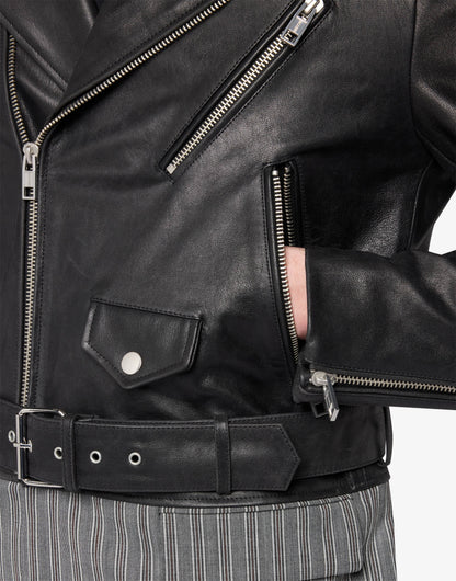 Giacca biker in nappa destrutturata