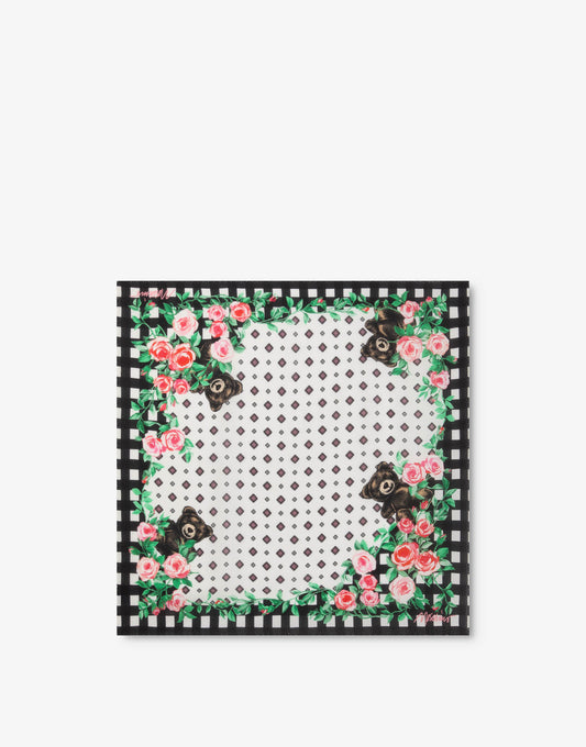 Foulard in seta stampato Moschino Teddy Bear