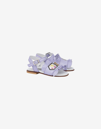 Sandali flat in pelle con rouches