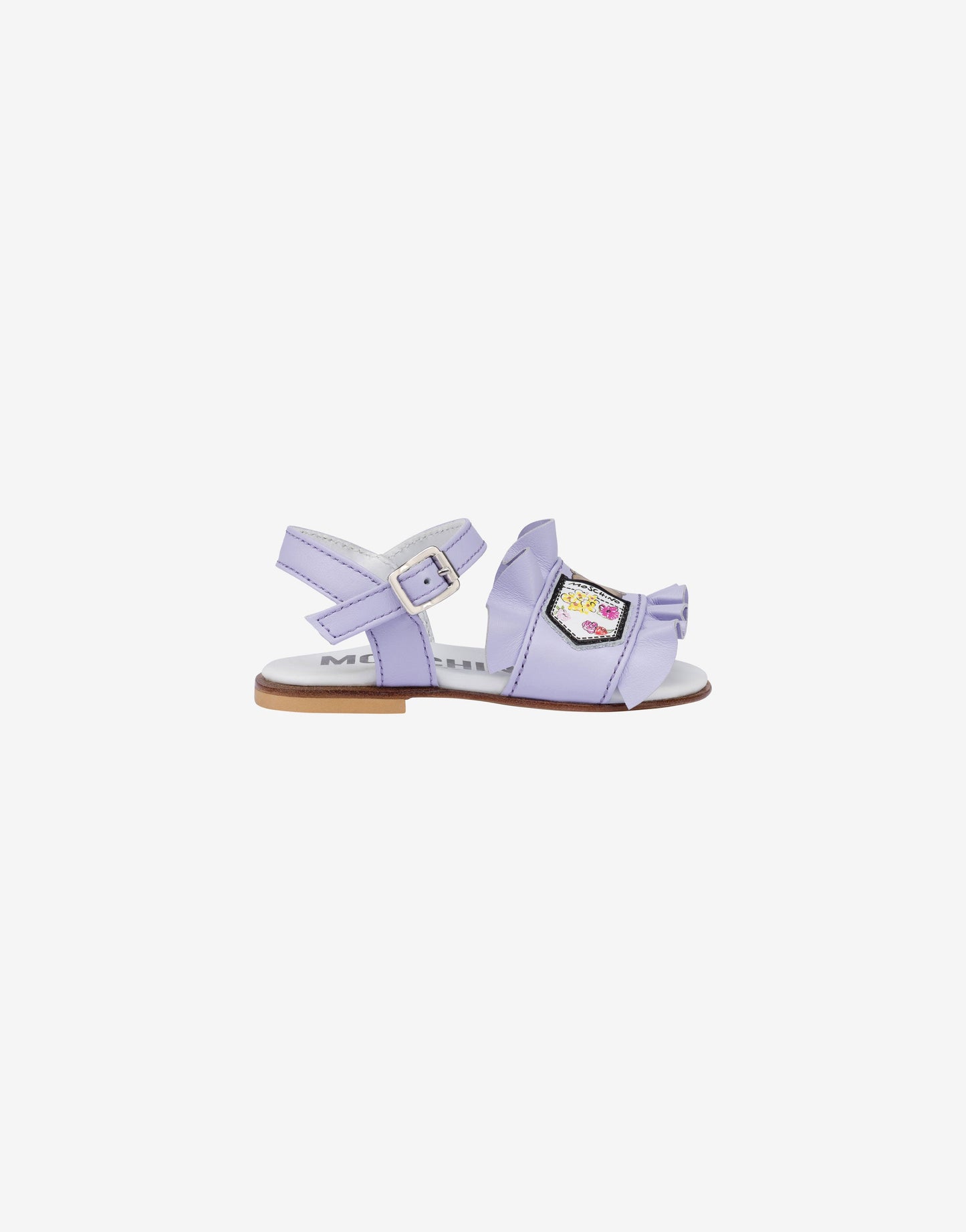 Sandali flat in pelle con rouches