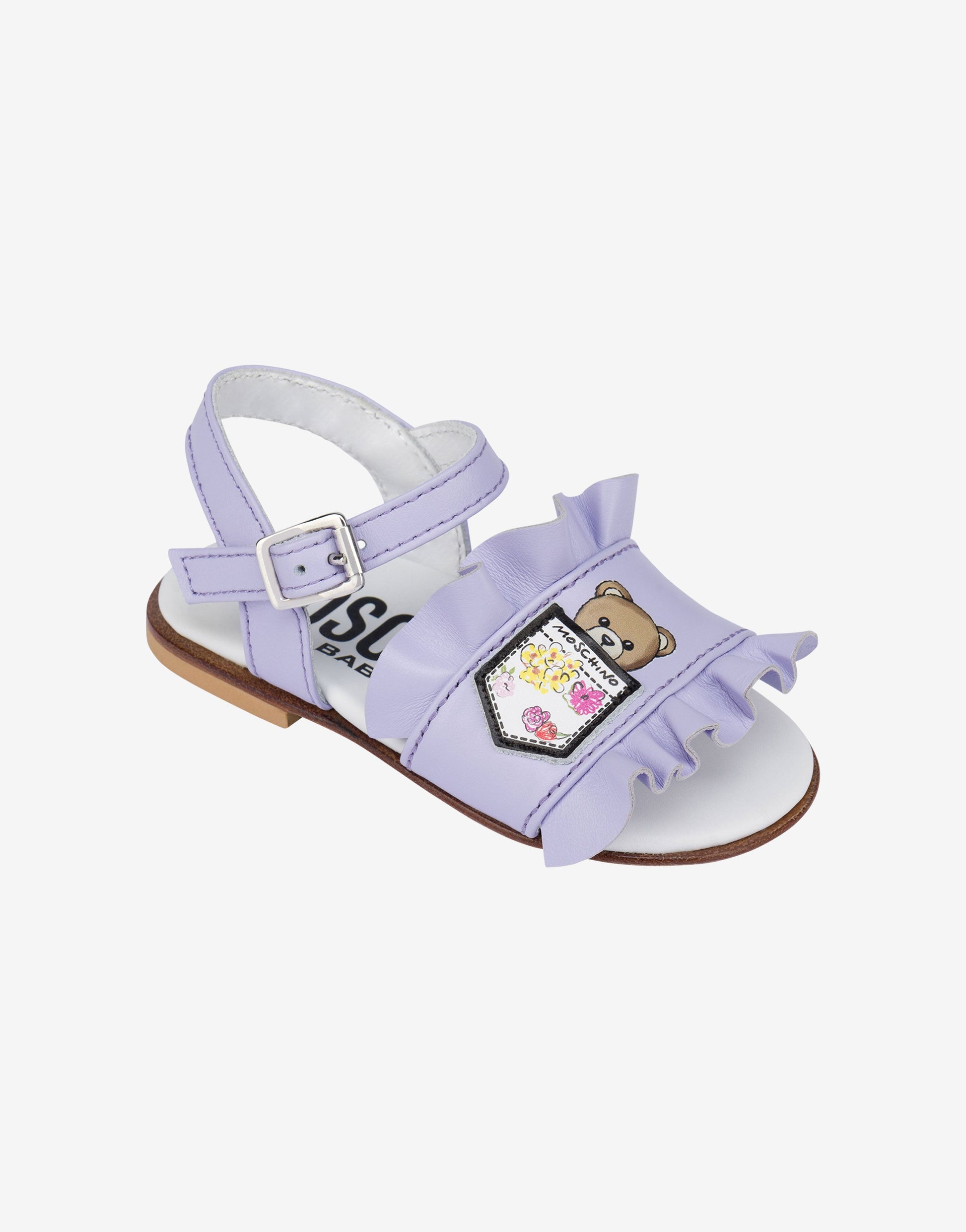 Sandali flat in pelle con rouches