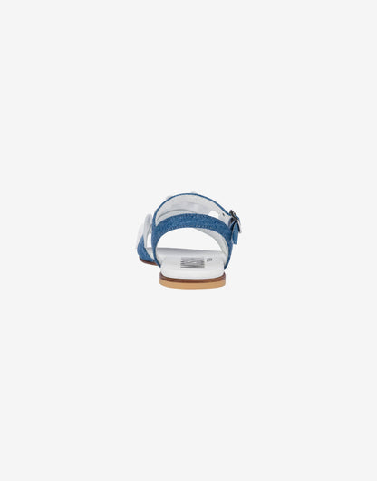 Sandali flat in denim con rouches