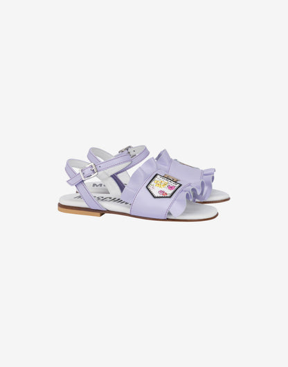 Sandali flat in pelle con rouches
