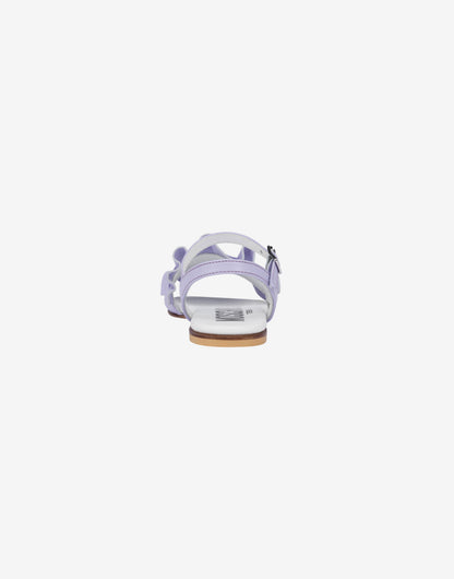 Sandali flat in pelle con rouches