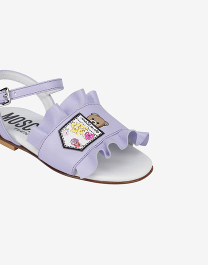 Sandali flat in pelle con rouches