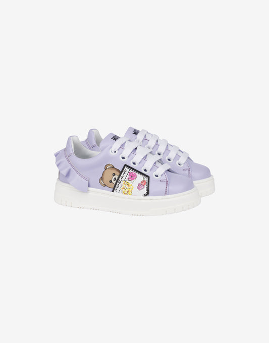 Sneakers in pelle con rouches