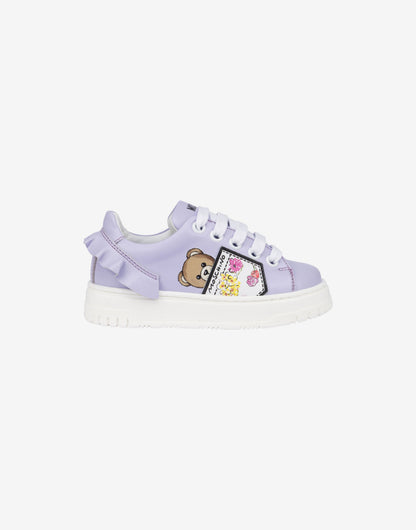Sneakers in pelle con rouches