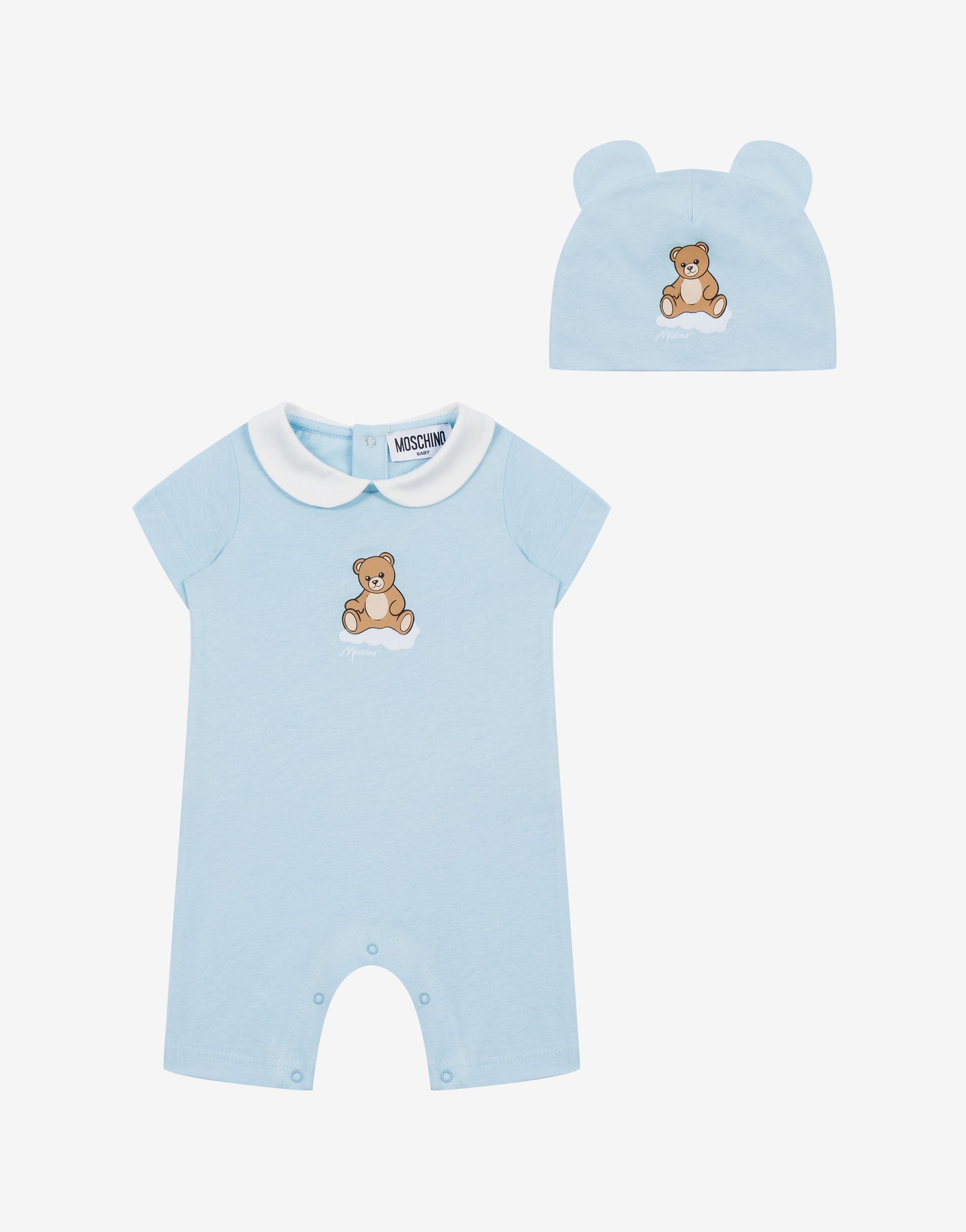 Set tutina e cappellino in jersey di cotone Moschino Teddy Bear