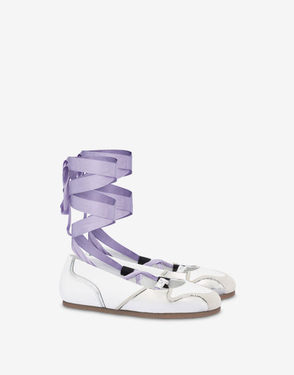 Ballerine in suede con dettagli effetto specchio