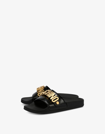 Slide sandal in PVC con logo Lettering