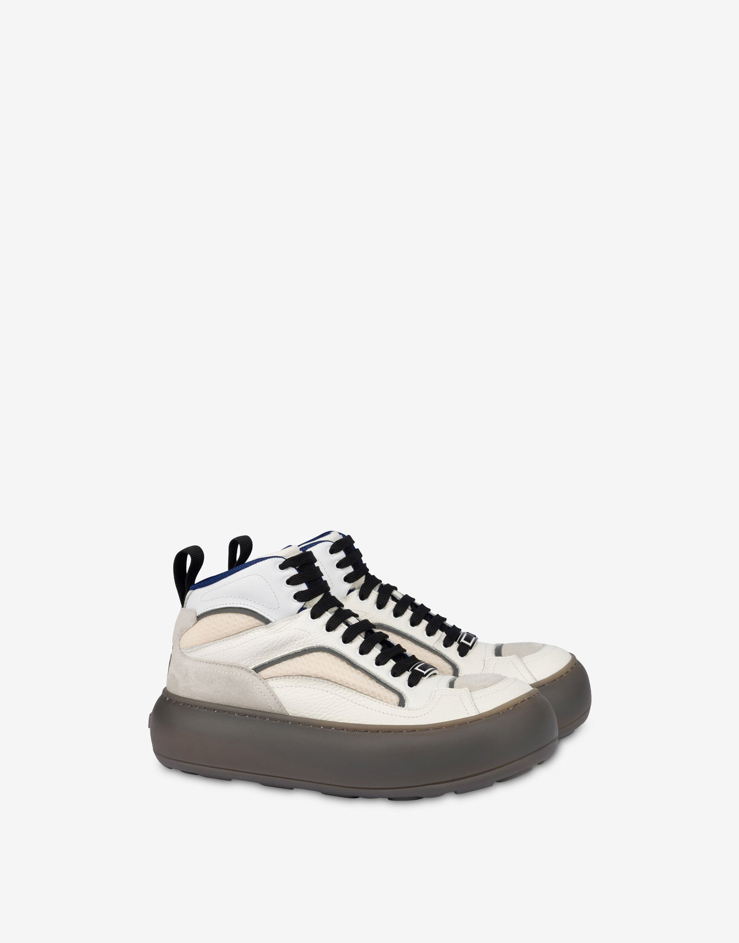 Sneakers alte in rete, vitello e suede