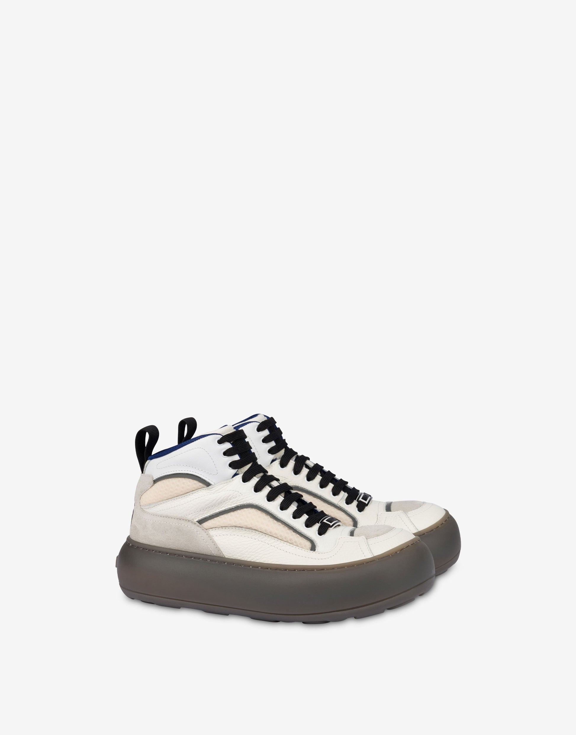 Sneakers alte in rete, vitello e suede