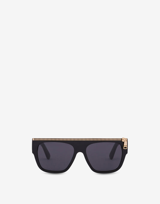 Occhiali da sole neri Zip Detail