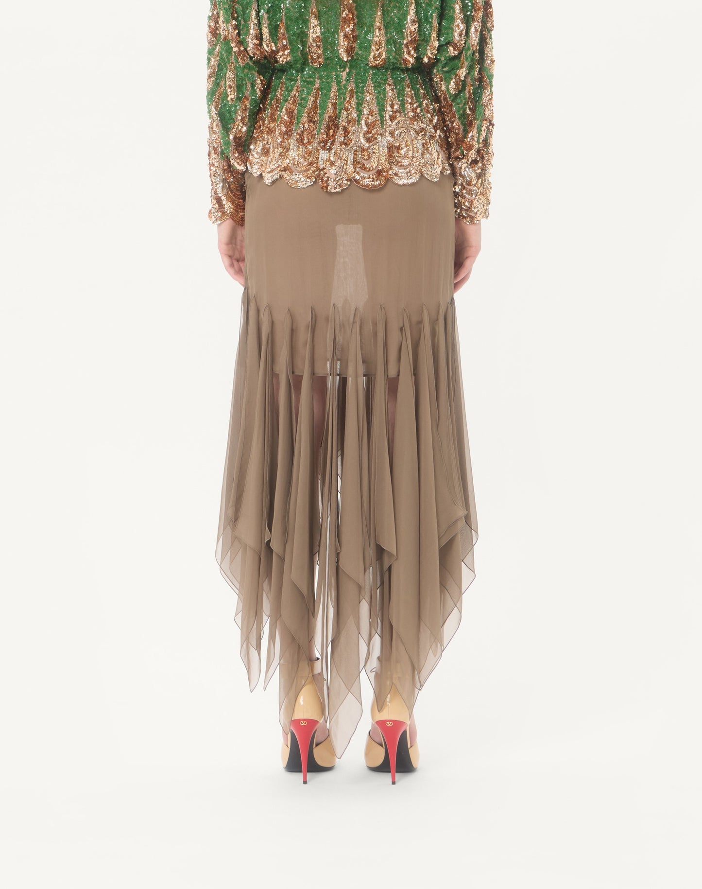 Asymmetrical Chiffon Midi Skirt