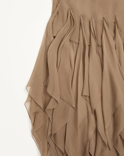 Asymmetrical Chiffon Midi Skirt