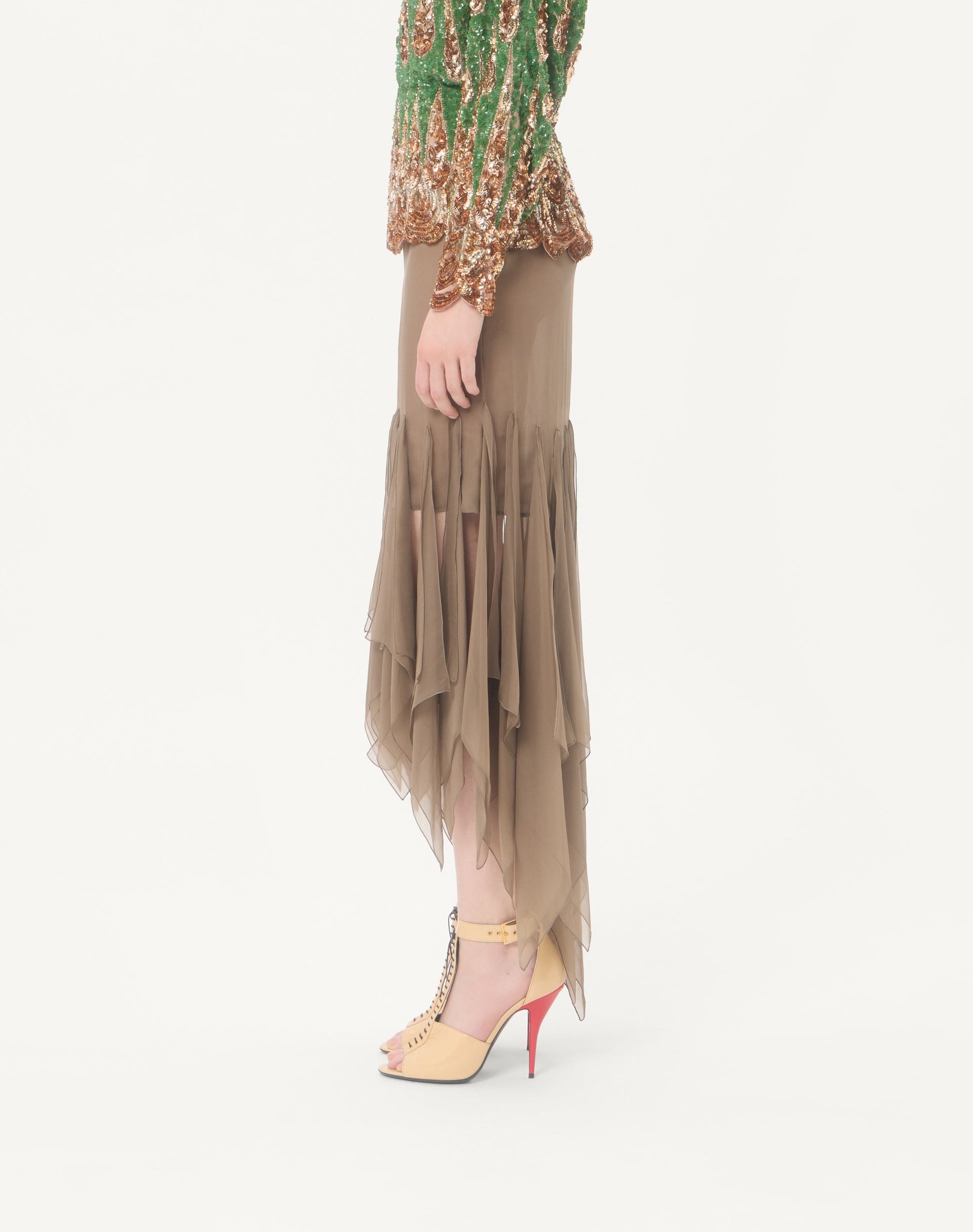 Asymmetrical Chiffon Midi Skirt