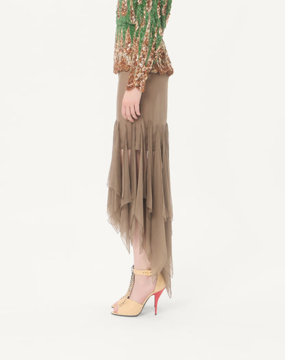 Asymmetrical Chiffon Midi Skirt