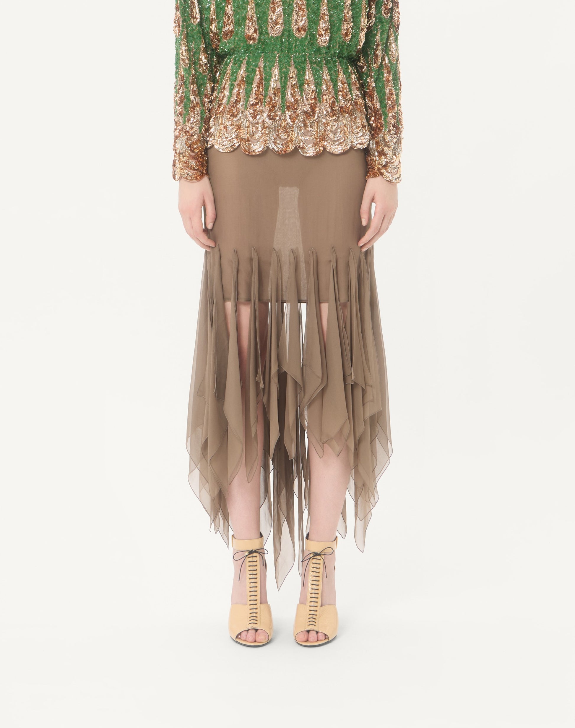 Asymmetrical Chiffon Midi Skirt
