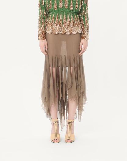 Asymmetrical Chiffon Midi Skirt
