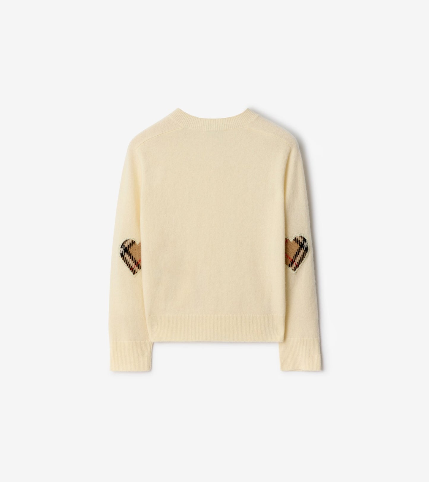Check Patch Wool Cashmere Cardigan in Ivory white
