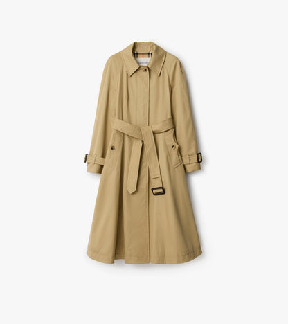 Long Gabardine Ellingham Fit-and-flare Car Coat in Quill beige