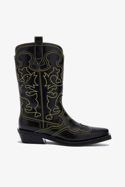 Mid Shaft Embroidered Western Boots