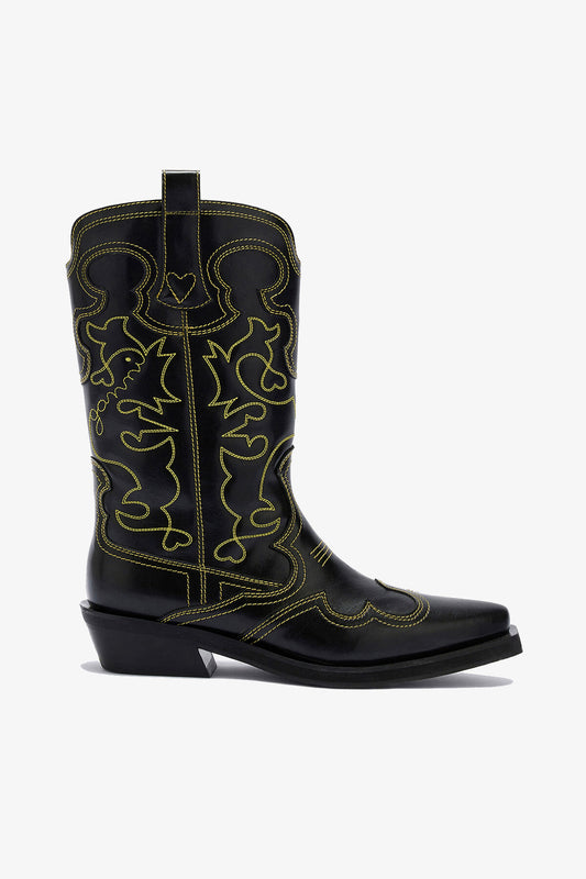 Mid Shaft Embroidered Western Boots
