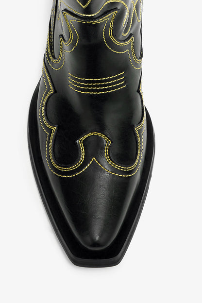 Mid Shaft Embroidered Western Boots