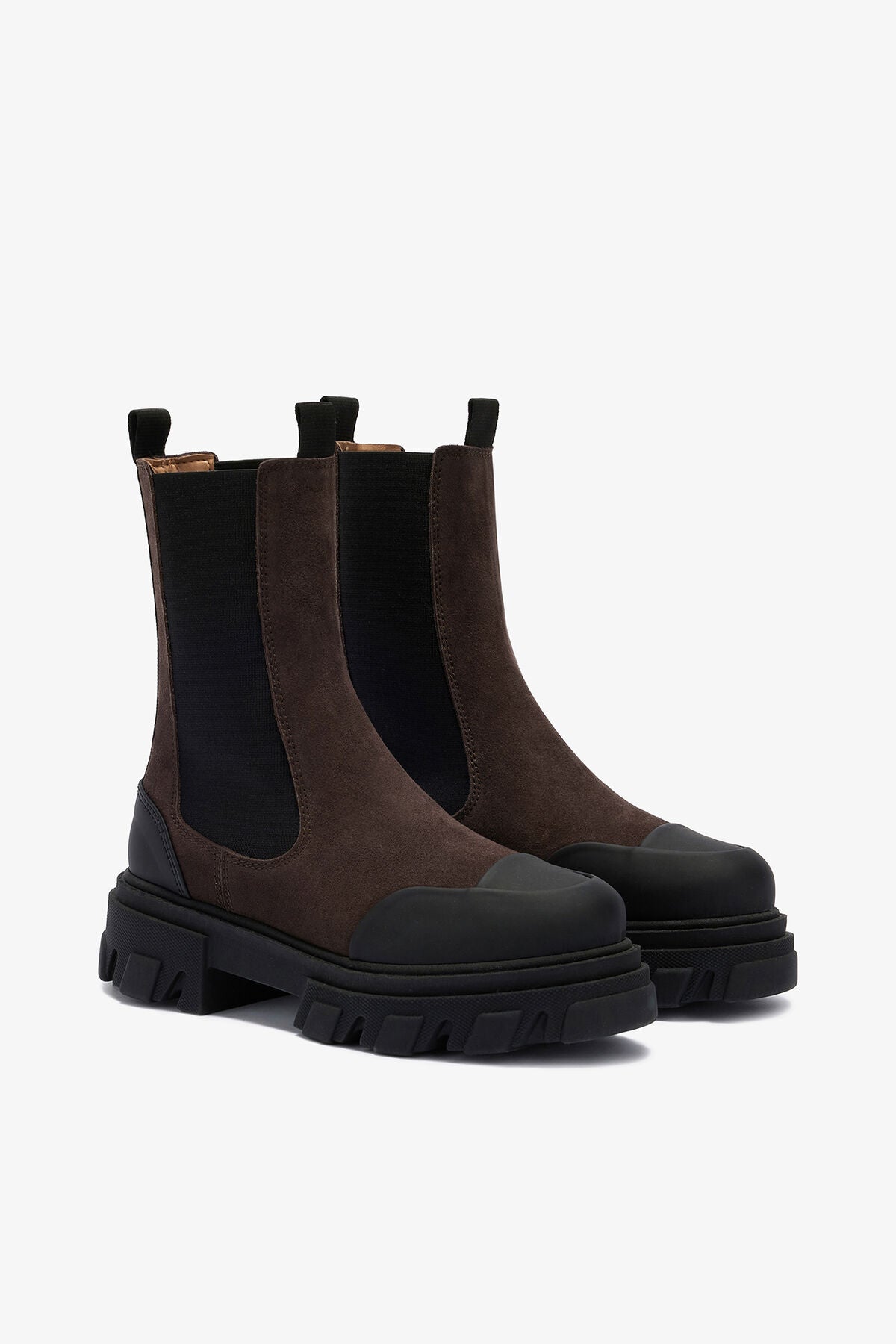 Cleated Mid Chelsea Boots in Brown