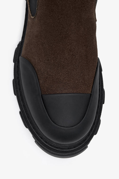 Cleated Mid Chelsea Boots in Brown
