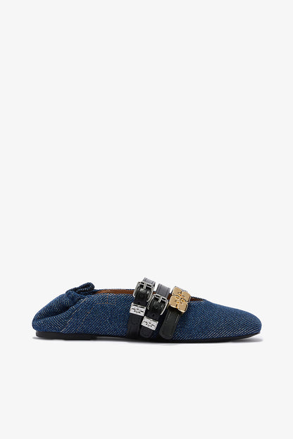 Sue Triple Ballerina in Denim