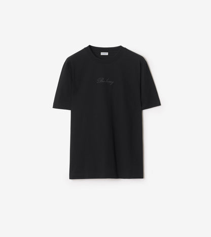 Check Cursive Logo Cotton T-shirt in Chalk white