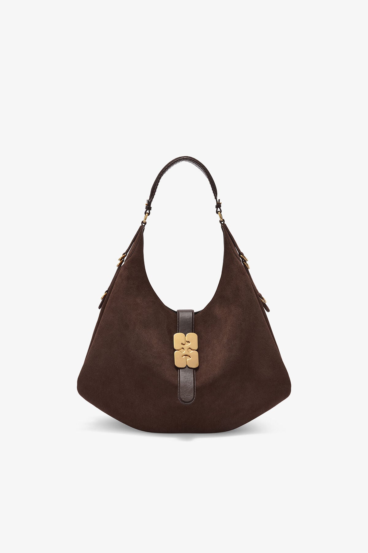 Brown Large Kat Bag in Suede