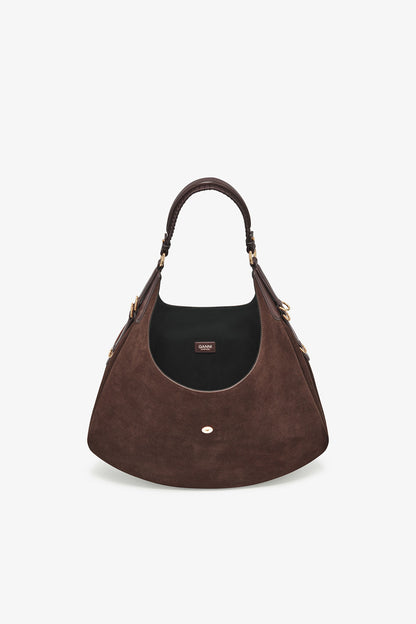 Brown Large Kat Bag in Suede