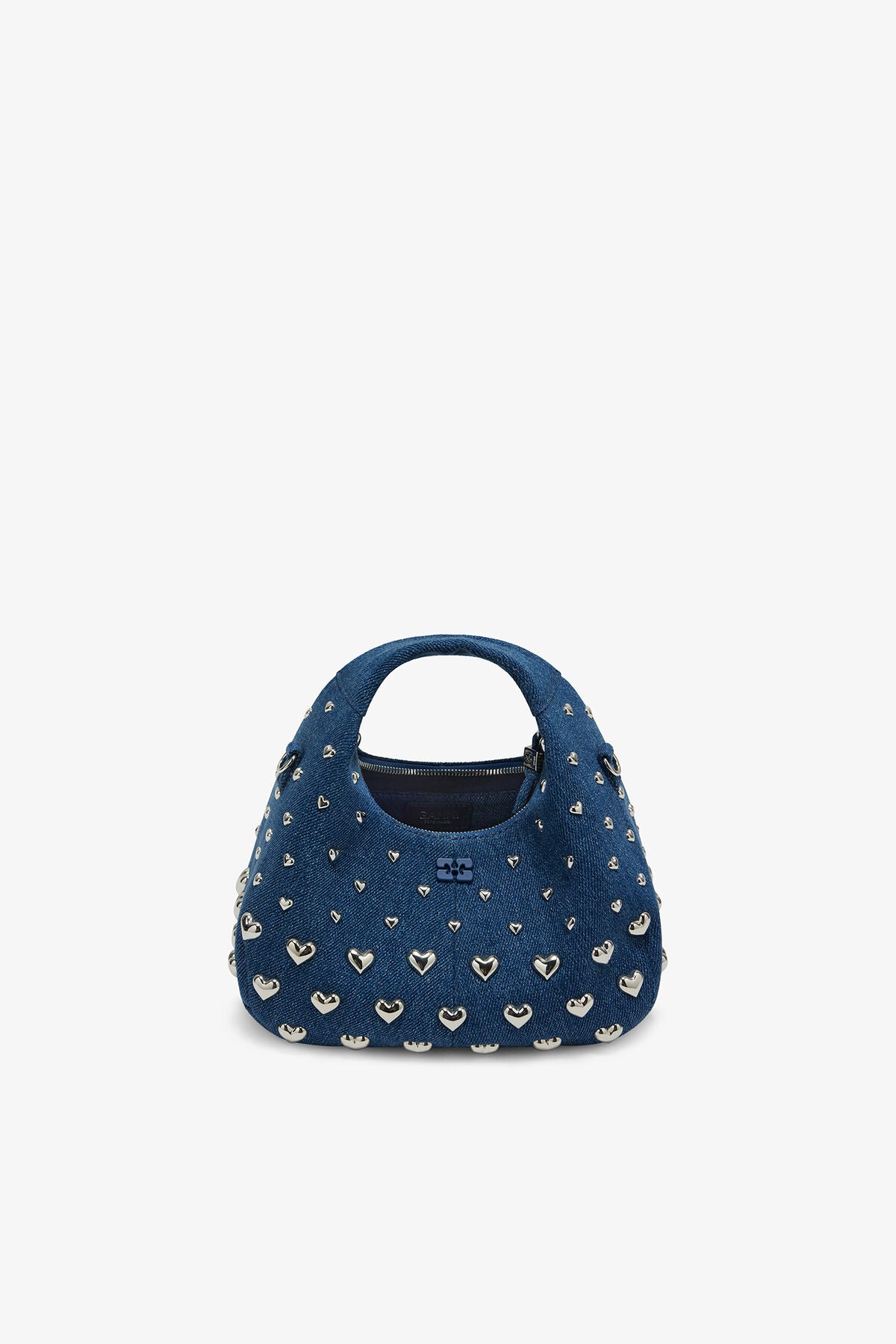 Denim Stud Mini Hobo Bag