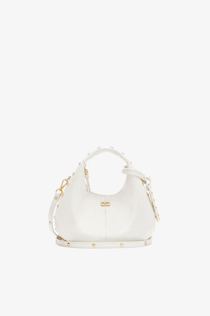 Mini Hobo Bag Studs in White