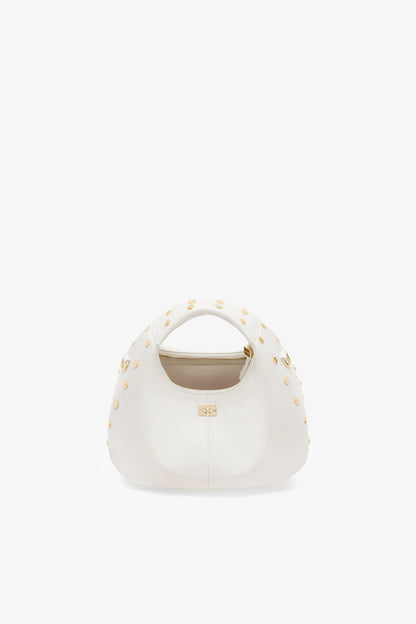 Mini Hobo Bag Studs in White