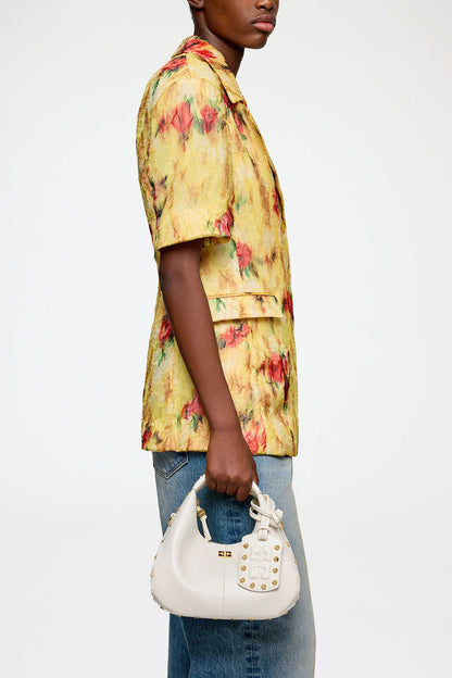 Mini Hobo Bag Studs in White