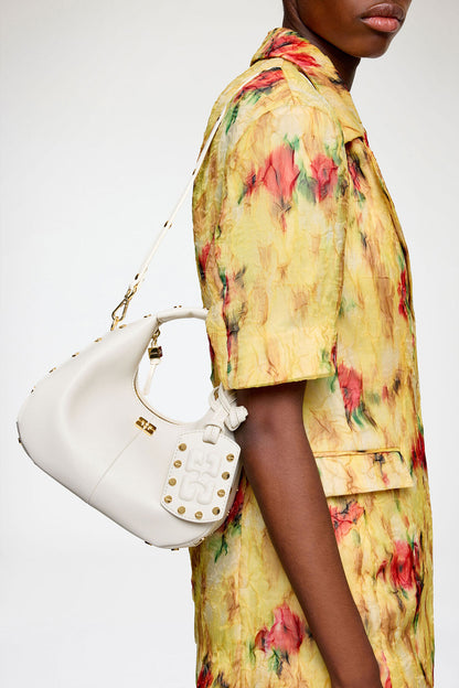 Mini Hobo Bag Studs in White