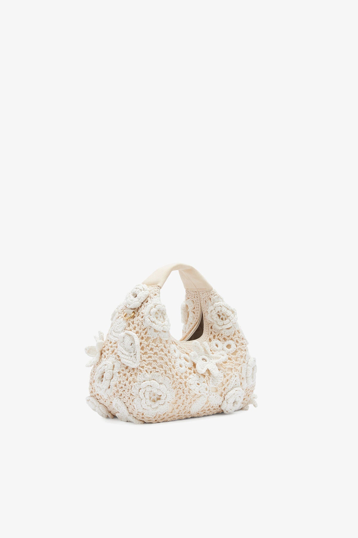 Mini Hobo Bag in White Crochet