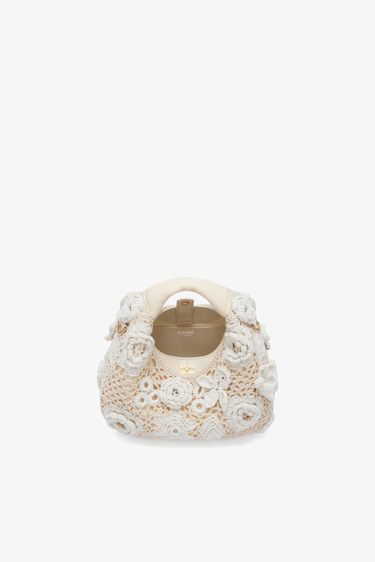 Mini Hobo Bag in White Crochet
