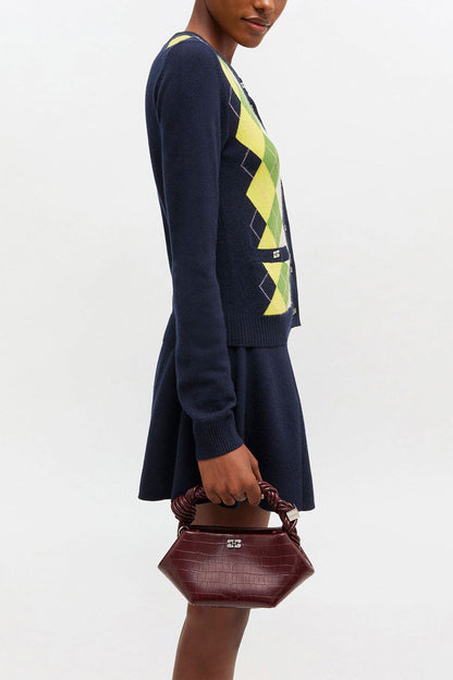 Burgundy Croco Mini Bou Bag