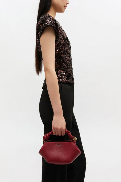 Burgundy Grained Mini Bou Bag